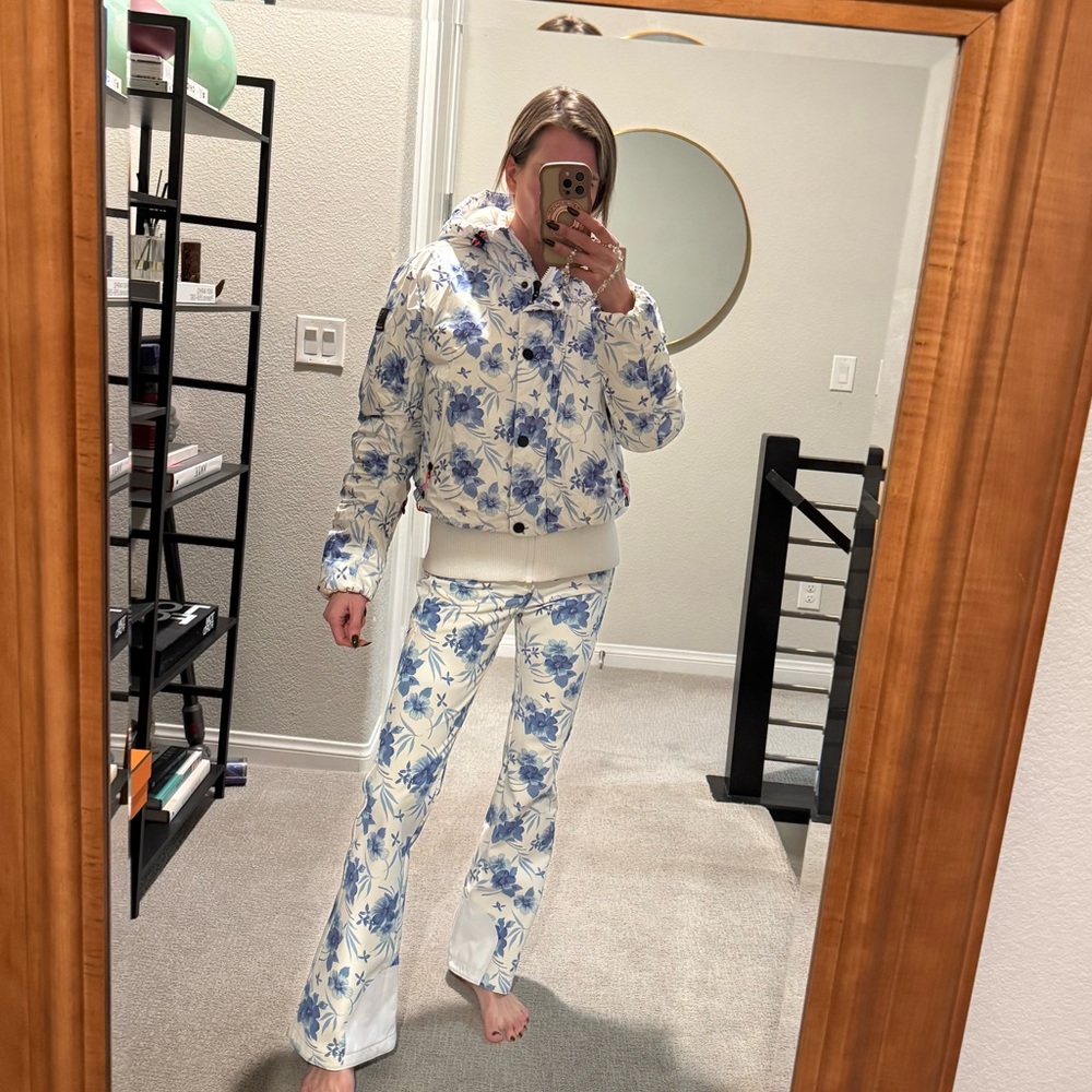Bogner x loveshackfancy fire & ice blue floral ski pants